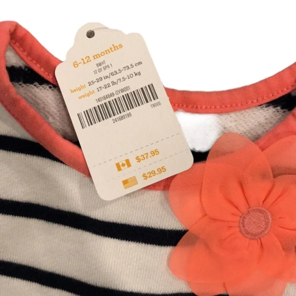 NEW Gymboree 6-12m Neon Flower & Stripes Dress